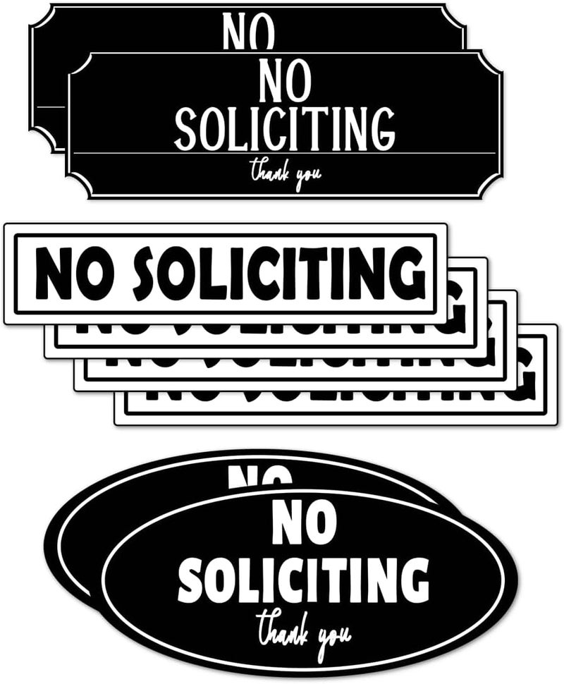 RABOWA Pack 6 Pcs No Soliciting Signs Sticker for House Vehicles Caution Labels Warning Sign Indoor Outdoor Front Door Window Bumper Stickers Removable Vinyl Decals Bulk Home Accessories - Image 1